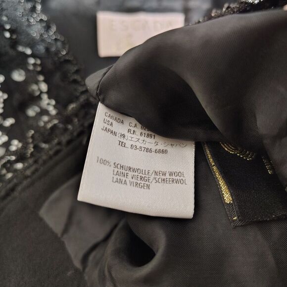 Escada Couture Womens Gala Glam Beaded Jacket 38 Black White Old Money - Picture 14 of 16